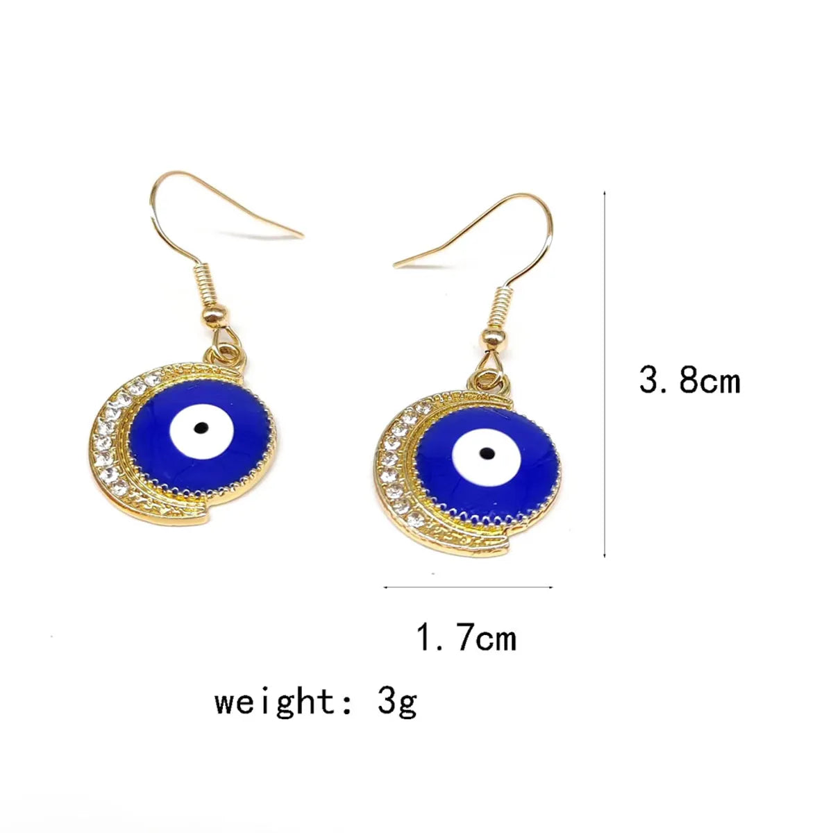 1 Pair IG Style Shiny Moon Eye Enamel Inlay Alloy Rhinestones Gold Plated Silver Plated Drop Earrings