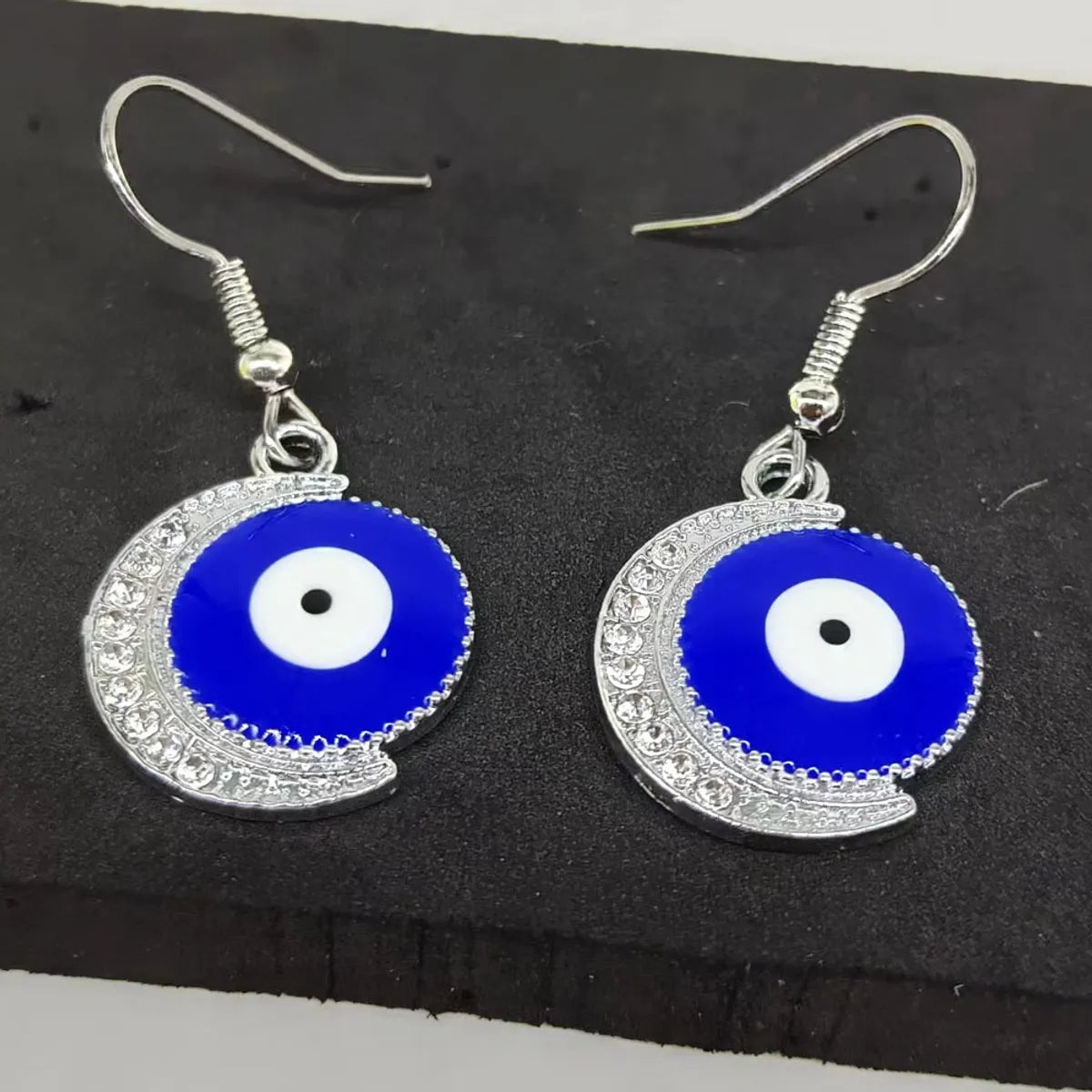 1 Pair IG Style Shiny Moon Eye Enamel Inlay Alloy Rhinestones Gold Plated Silver Plated Drop Earrings