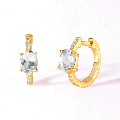 1 Pair Ig Style Shiny Oval Plating Inlay Copper Zircon White Gold Plated Gold Plated Earrings