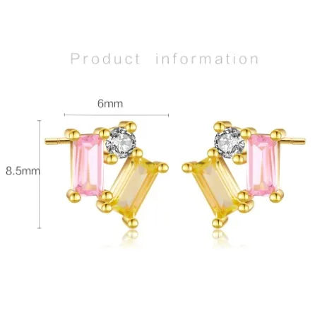 1 Pair IG Style Shiny Rectangle Plating Inlay Sterling Silver Zircon 18K Gold Plated Ear Studs