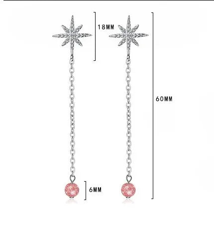 1 Pair IG Style Shiny Star Crystal Chain Inlay Copper Zircon Drop Earrings