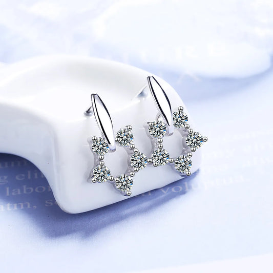 1 Pair Ig Style Shiny Star Inlay Copper Zircon Drop Earrings