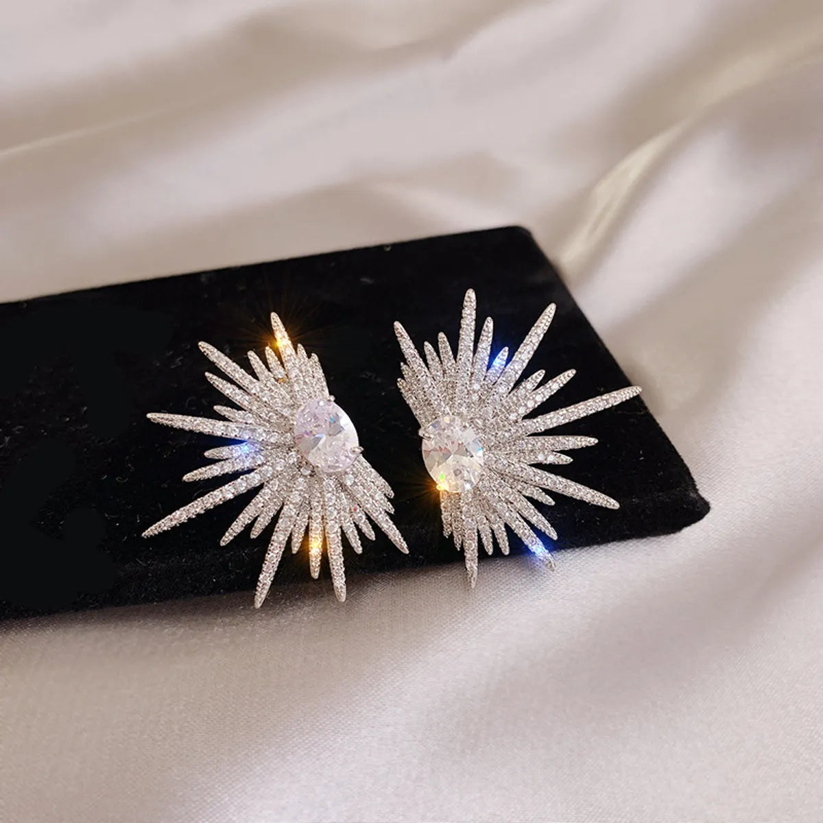 1 Pair Ig Style Shiny Star Plating Inlay Alloy Rhinestones Zircon Silver Plated Ear Studs