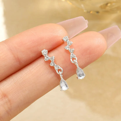 1 Pair Ig Style Shiny Water Droplets Plating Inlay Alloy Rhinestones Drop Earrings