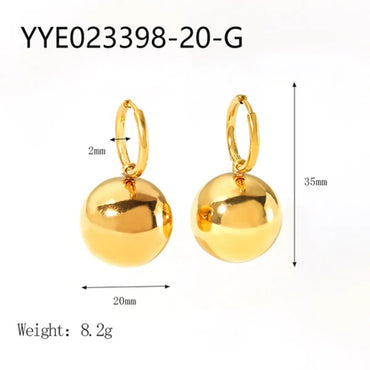 1 Pair Ig Style Simple Style Ball Polishing Plating Stainless Steel 18k Gold Plated Drop Earrings