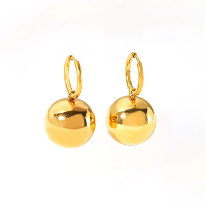 1 Pair Ig Style Simple Style Ball Polishing Plating Stainless Steel 18k Gold Plated Drop Earrings