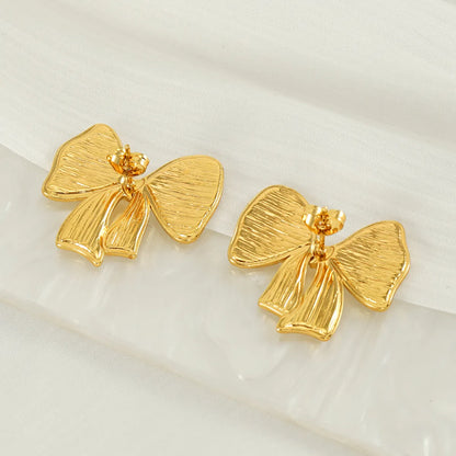 1 Pair IG Style Simple Style Bow Knot 304 Stainless Steel 18K Gold Plated Ear Studs