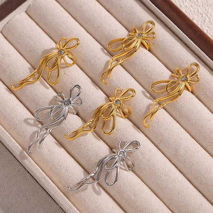 1 Pair IG Style Simple Style Bow Knot Plating Titanium Steel Ear Cuffs