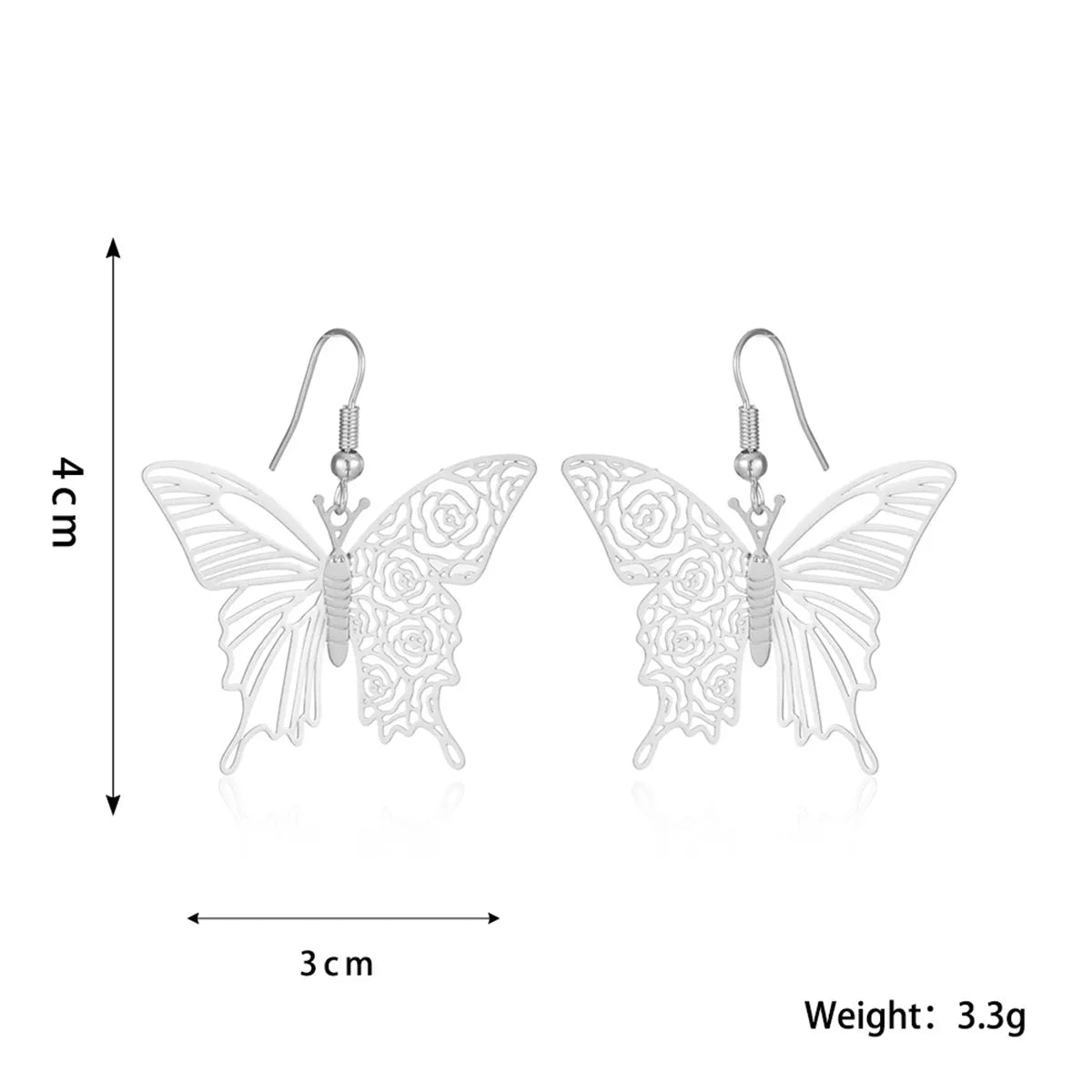 1 Pair Ig Style Simple Style Butterfly Plating Hollow Out Metal Drop Earrings