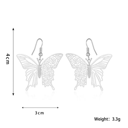 1 Pair Ig Style Simple Style Butterfly Plating Hollow Out Metal Drop Earrings