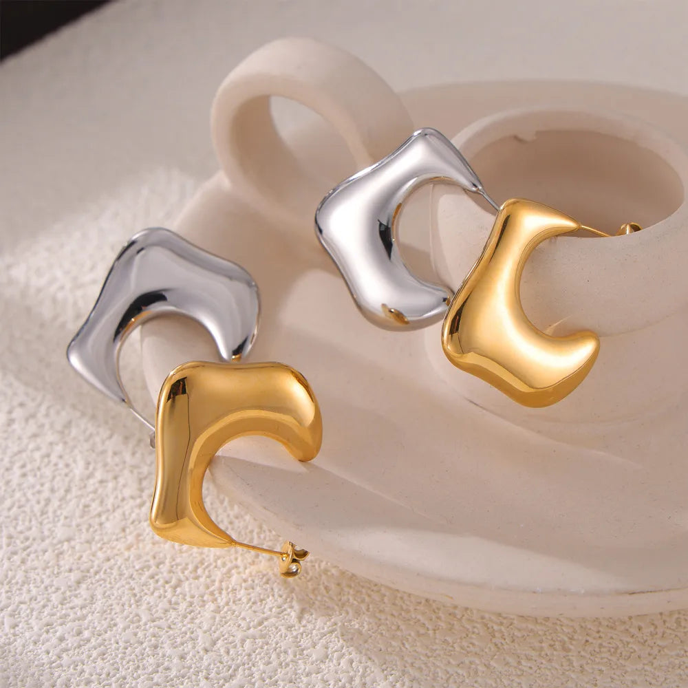 1 Pair IG Style Simple Style C Shape 304 Stainless Steel 18K Gold Plated Ear Studs