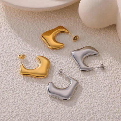 1 Pair IG Style Simple Style C Shape 304 Stainless Steel 18K Gold Plated Ear Studs