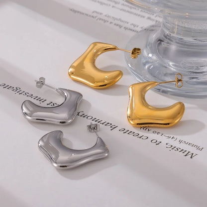 1 Pair IG Style Simple Style C Shape 304 Stainless Steel 18K Gold Plated Ear Studs