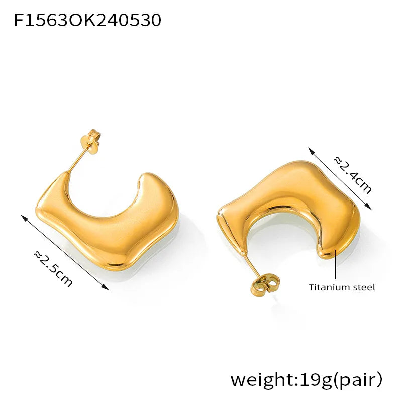 1 Pair IG Style Simple Style C Shape 304 Stainless Steel 18K Gold Plated Ear Studs