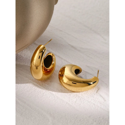 1 Pair IG Style Simple Style C Shape 316 Stainless Steel  18K Gold Plated Ear Studs