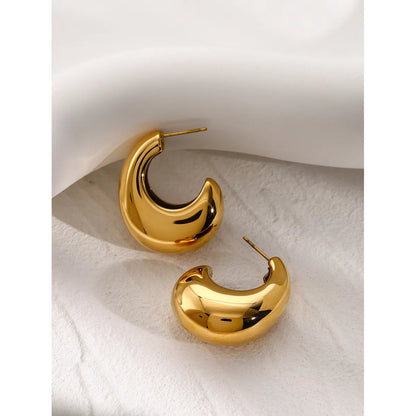 1 Pair IG Style Simple Style C Shape 316 Stainless Steel  18K Gold Plated Ear Studs