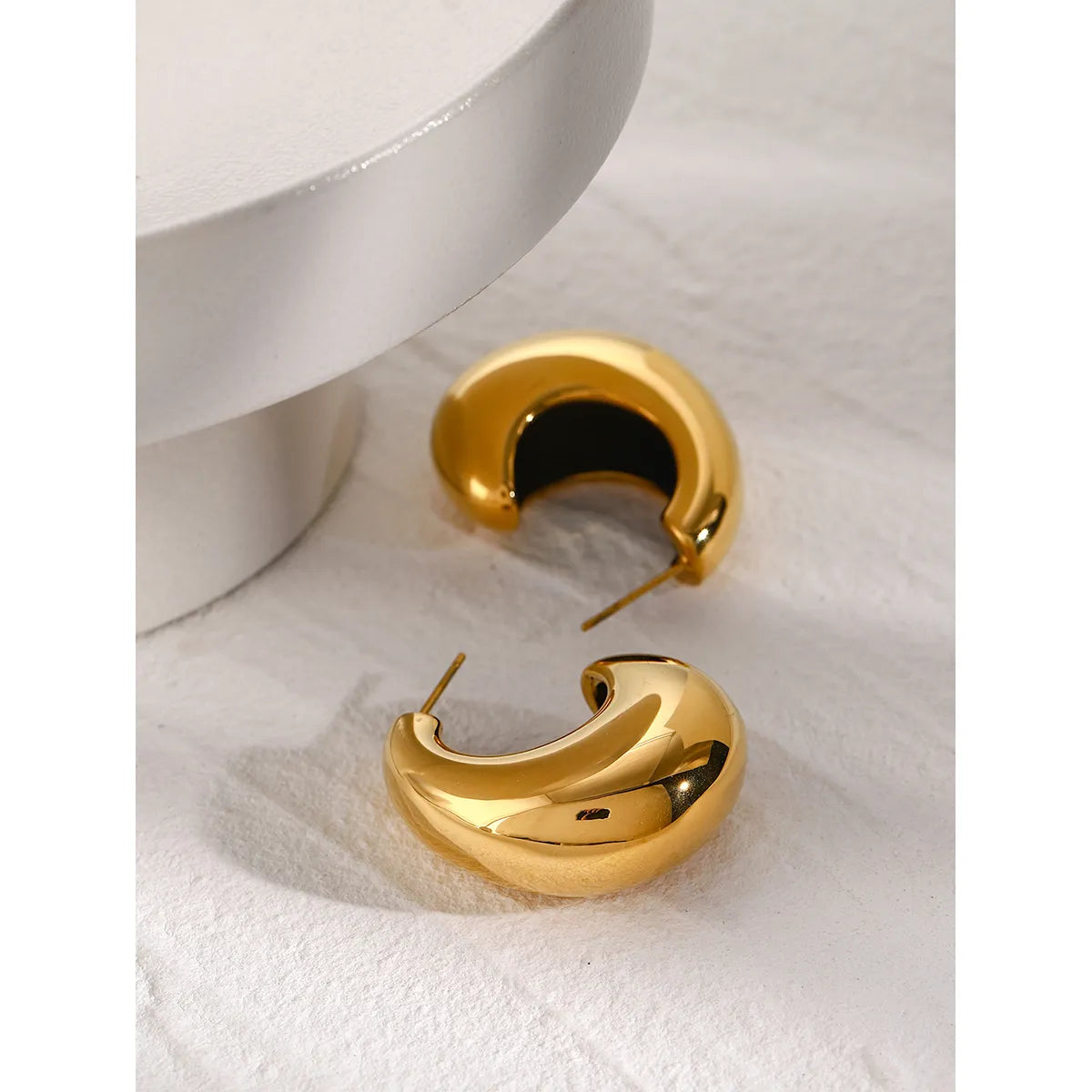 1 Pair IG Style Simple Style C Shape 316 Stainless Steel  18K Gold Plated Ear Studs