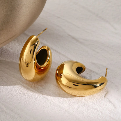 1 Pair IG Style Simple Style C Shape 316 Stainless Steel  18K Gold Plated Ear Studs