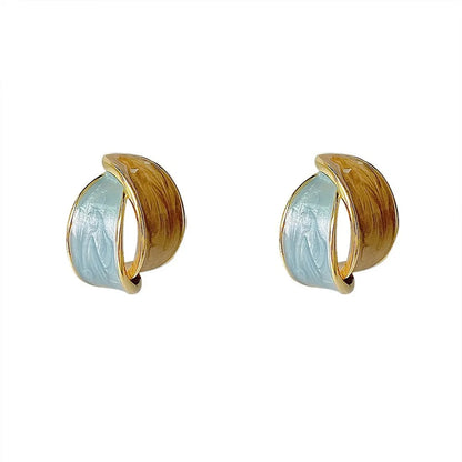 1 Pair IG Style Simple Style C Shape Enamel Copper 18K Gold Plated Ear Cuffs