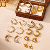 1 Pair IG Style Simple Style C Shape Flower Bee Plating Inlay 304 Stainless Steel Pearl Zircon Earrings Ear Studs
