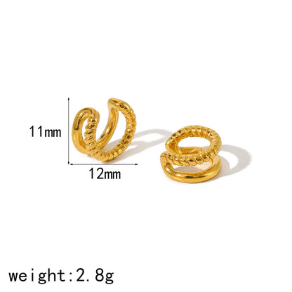 1 Pair IG Style Simple Style C Shape Geometric Polishing Plating 304 Stainless Steel 18K Gold Plated Ear Cuffs