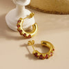 1 Pair IG Style Simple Style C Shape Inlay 304 Stainless Steel Zircon 18K Gold Plated Ear Studs