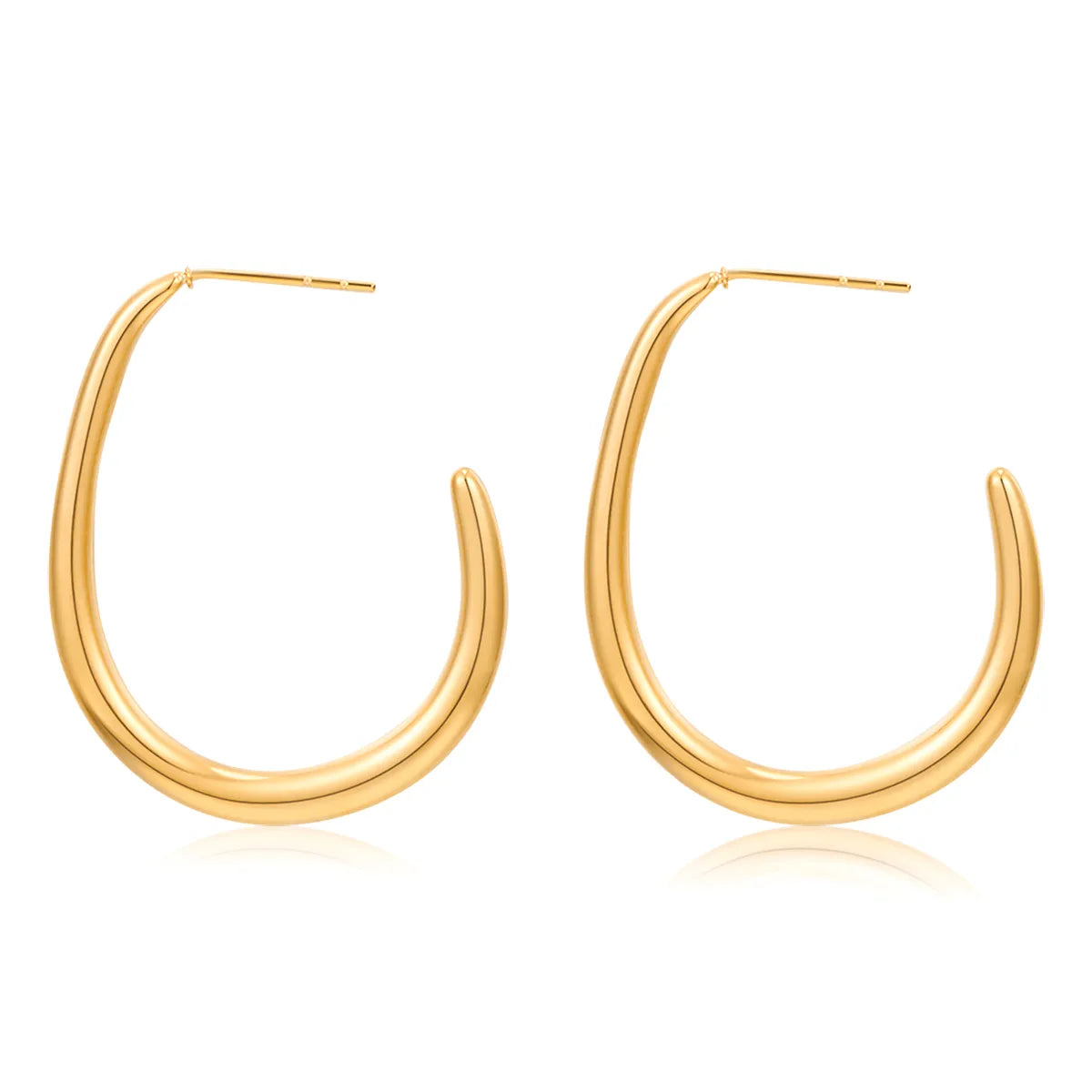 1 Pair IG Style Simple Style C Shape Plating 304 Stainless Steel 18K Gold Plated Earrings