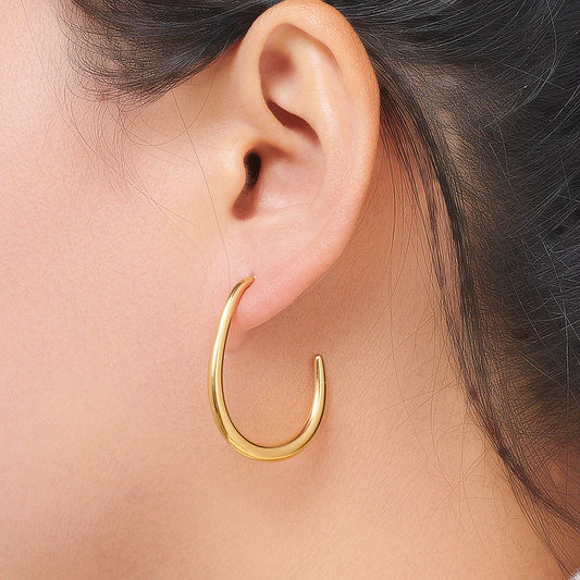 1 Pair IG Style Simple Style C Shape Plating 304 Stainless Steel 18K Gold Plated Earrings