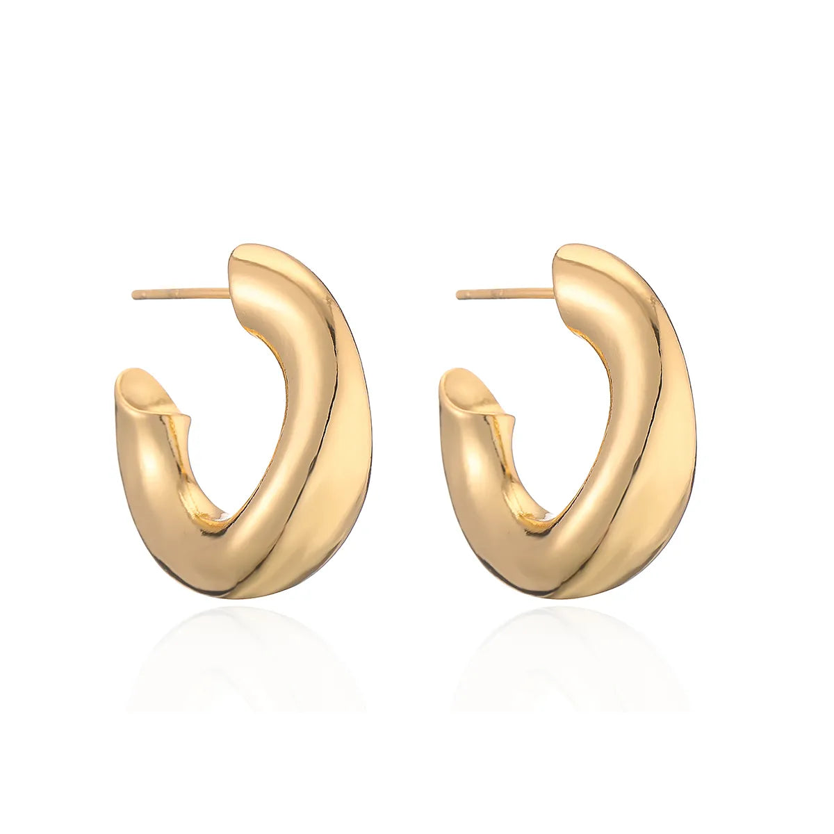 1 Pair Ig Style Simple Style C Shape Plating Copper 18k Gold Plated Ear Studs