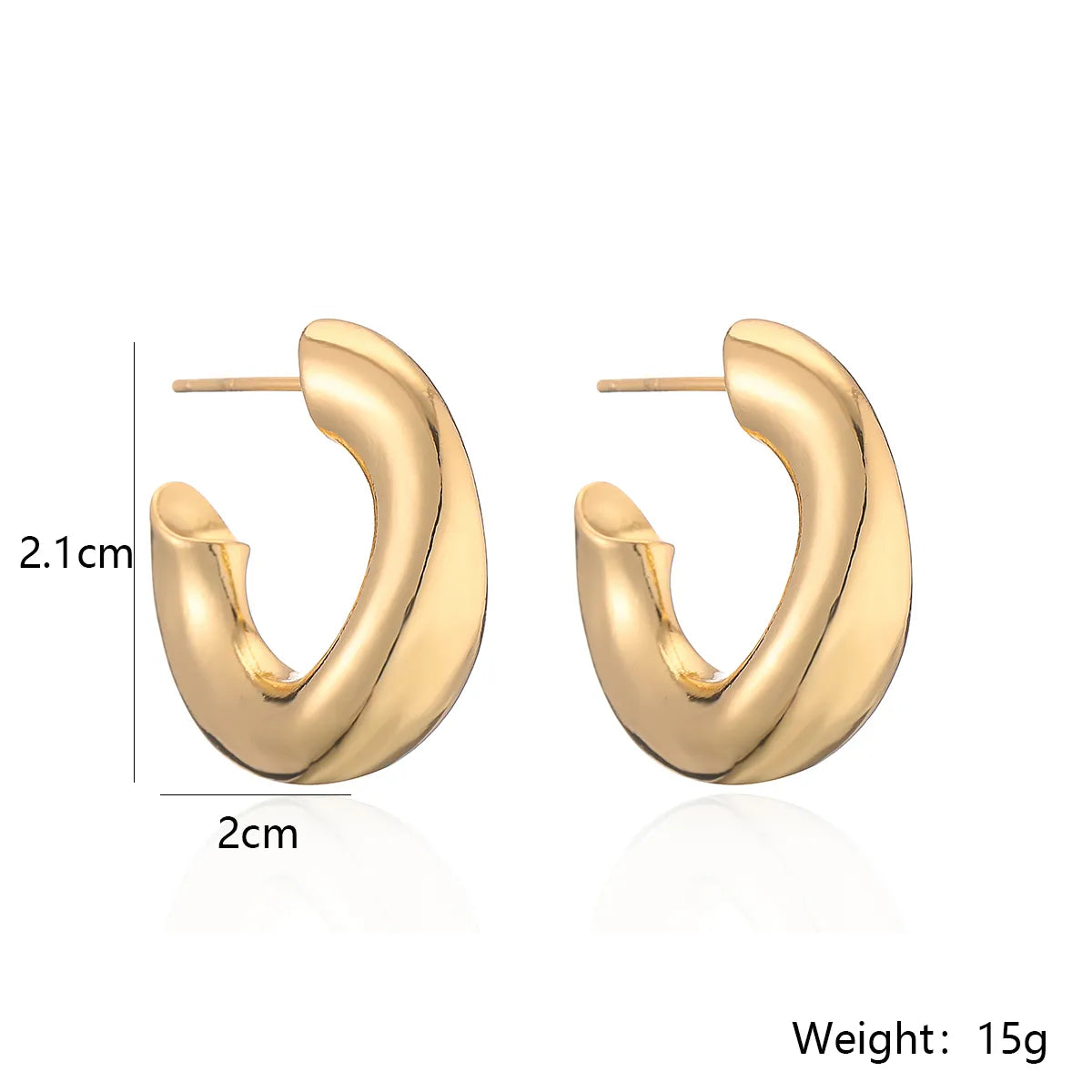 1 Pair Ig Style Simple Style C Shape Plating Copper 18k Gold Plated Ear Studs