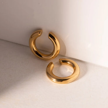 1 Pair Ig Style Simple Style C Shape Plating Stainless Steel 18k Gold Plated Ear Cuffs