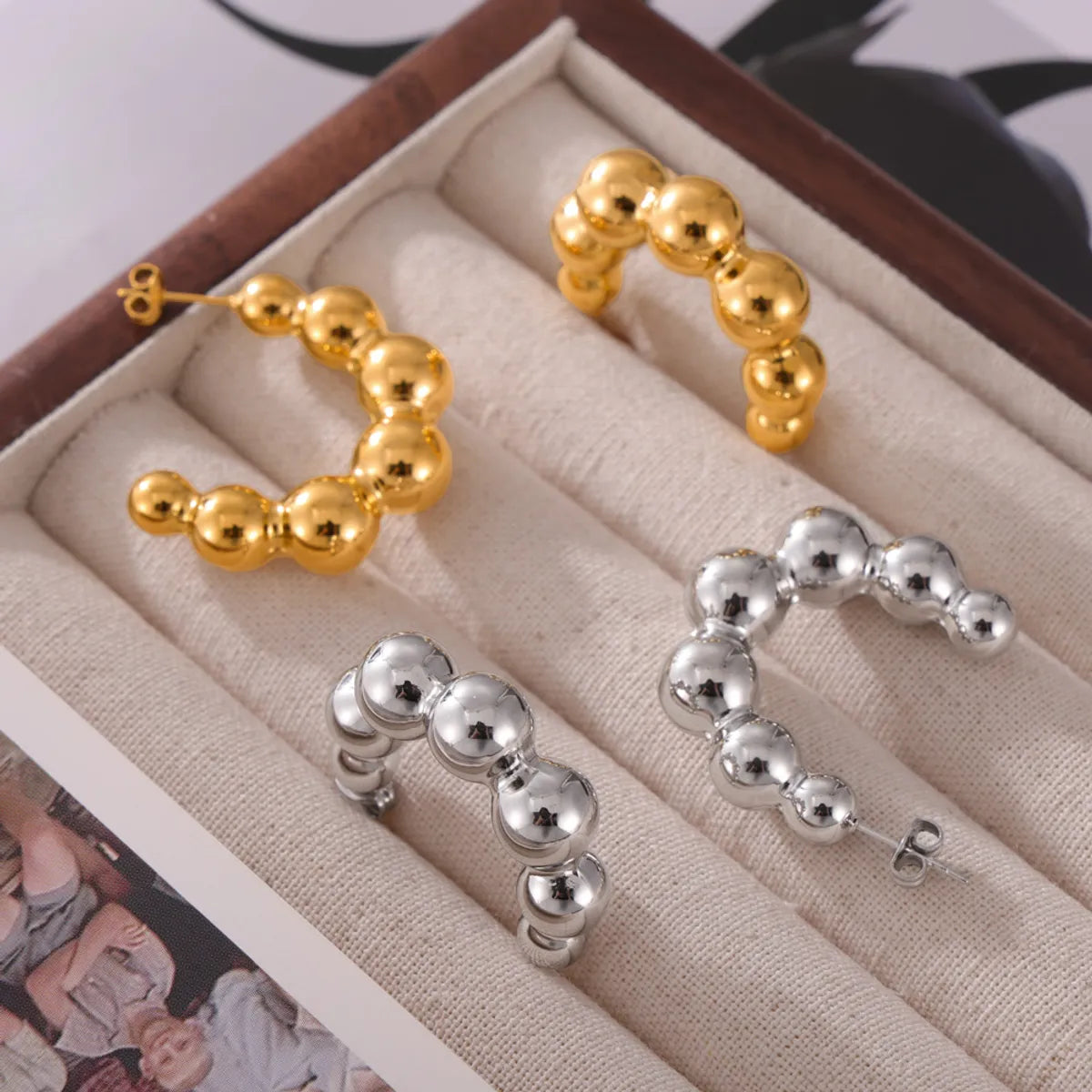 1 Pair IG Style Simple Style C Shape Round 304 Stainless Steel 18K Gold Plated Ear Studs