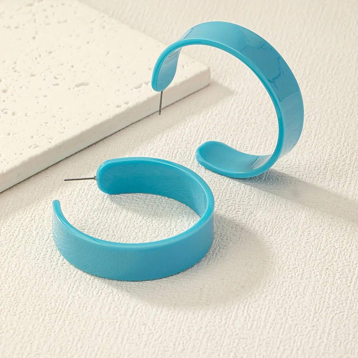 1 Pair IG Style Simple Style C Shape Solid Color Arylic Ear Studs