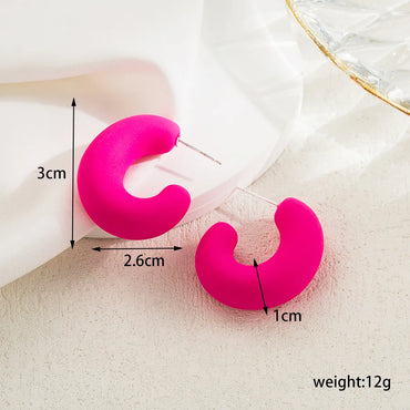 1 Pair Ig Style Simple Style C Shape Spray Paint Stainless Steel Arylic Ear Studs