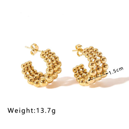 1 Pair IG Style Simple Style C Shape Stainless Steel Gold Plated Ear Studs