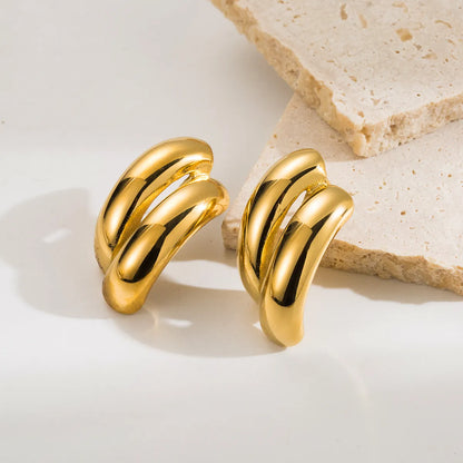 1 Pair Ig Style Simple Style C Shape U Shape Polishing Plating Stainless Steel 18k Gold Plated Earrings