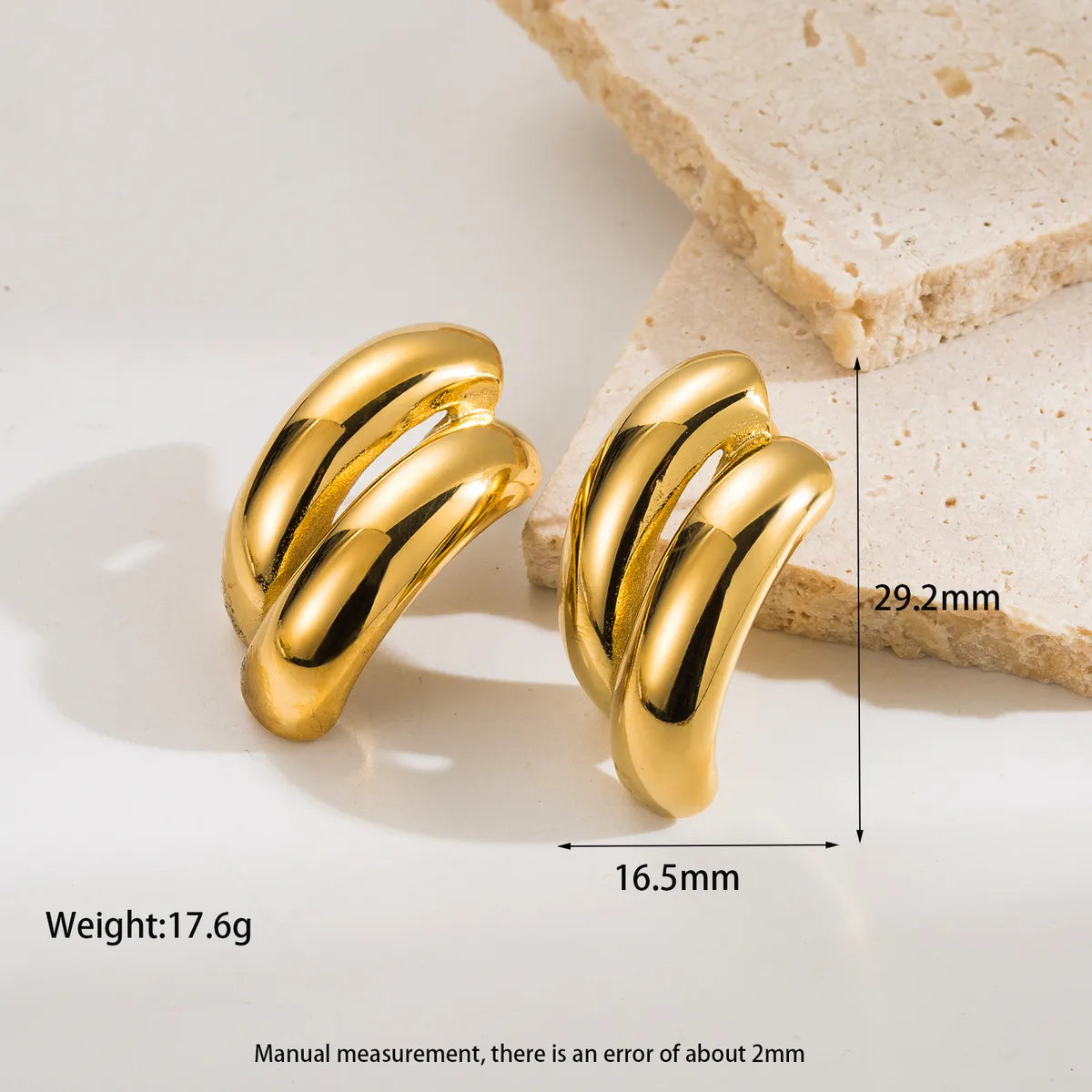 1 Pair Ig Style Simple Style C Shape U Shape Polishing Plating Stainless Steel 18k Gold Plated Earrings