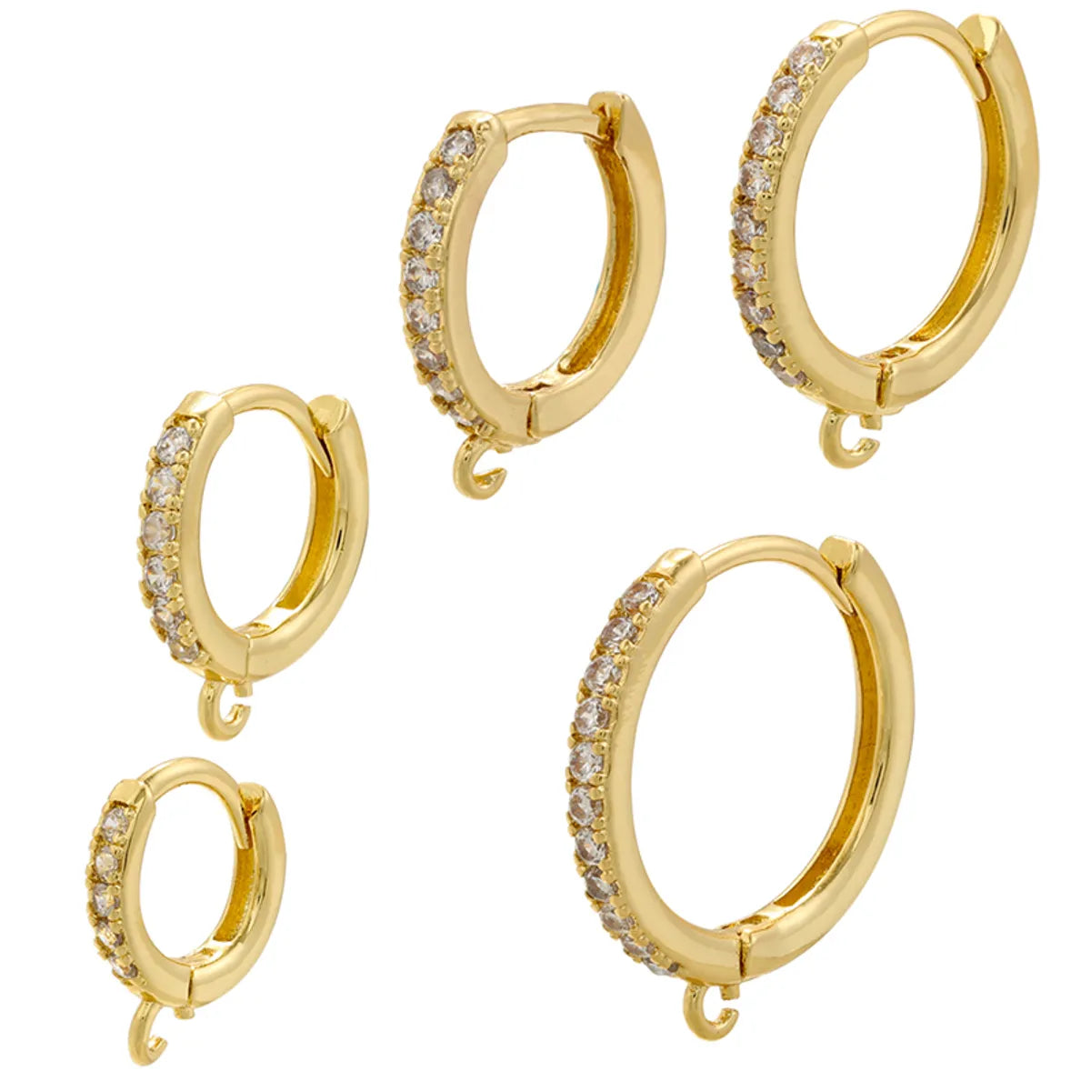 1 Pair Ig Style Simple Style Circle Plating Inlay Copper Zircon 18k Gold Plated Hoop Earrings