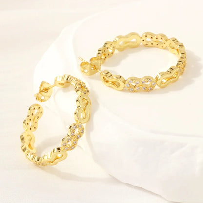 1 Pair Ig Style Simple Style Circle Solid Color Plating Inlay Copper Zircon 18k Gold Plated Ear Studs