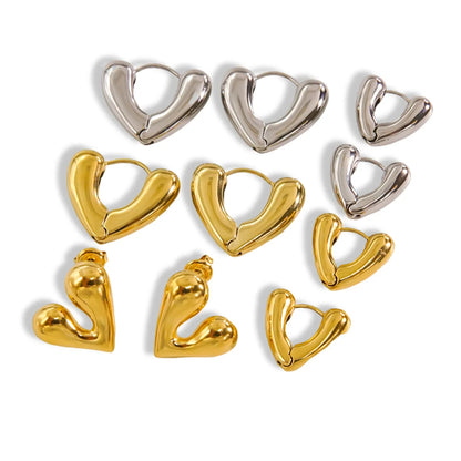 1 Pair IG Style Simple Style Classic Style Heart Shape Plating Stainless Steel Ear Studs