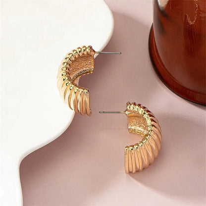 1 Pair IG Style Simple Style Classic Style Spiral Stripe Copper Ear Studs