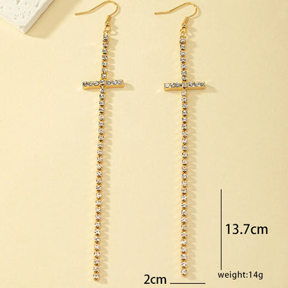 1 Pair Ig Style Simple Style Commute Cross Plating Alloy 14k Gold Plated Silver Plated Drop Earrings