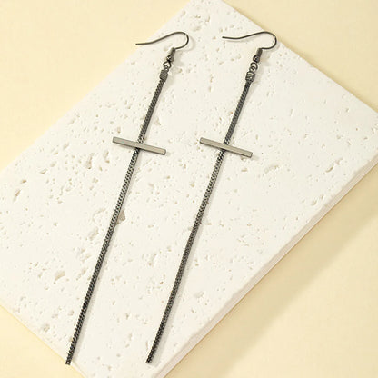 1 Pair Ig Style Simple Style Commute Cross Plating Alloy 14k Gold Plated Silver Plated Drop Earrings