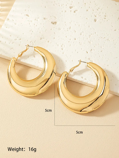 1 Pair Ig Style Simple Style Commute Round Plating Alloy Hoop Earrings