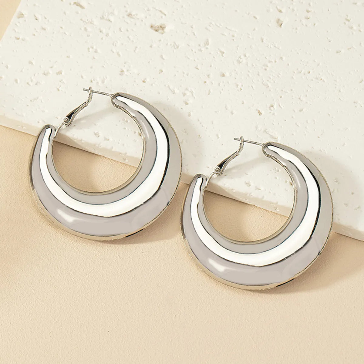 1 Pair Ig Style Simple Style Commute Round Plating Alloy Hoop Earrings