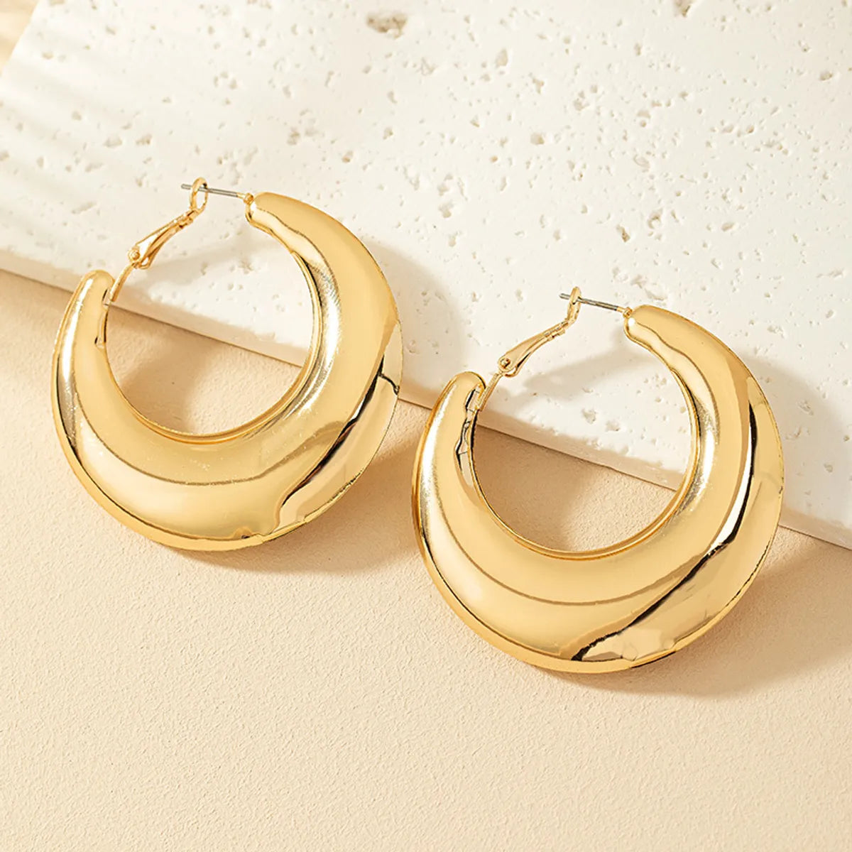 1 Pair Ig Style Simple Style Commute Round Plating Alloy Hoop Earrings