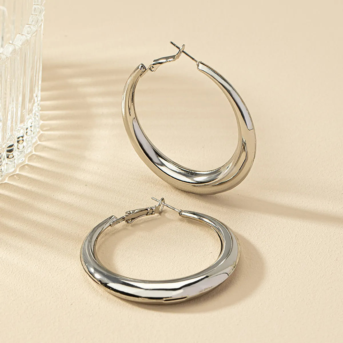 1 Pair Ig Style Simple Style Commute Round Plating Alloy Hoop Earrings