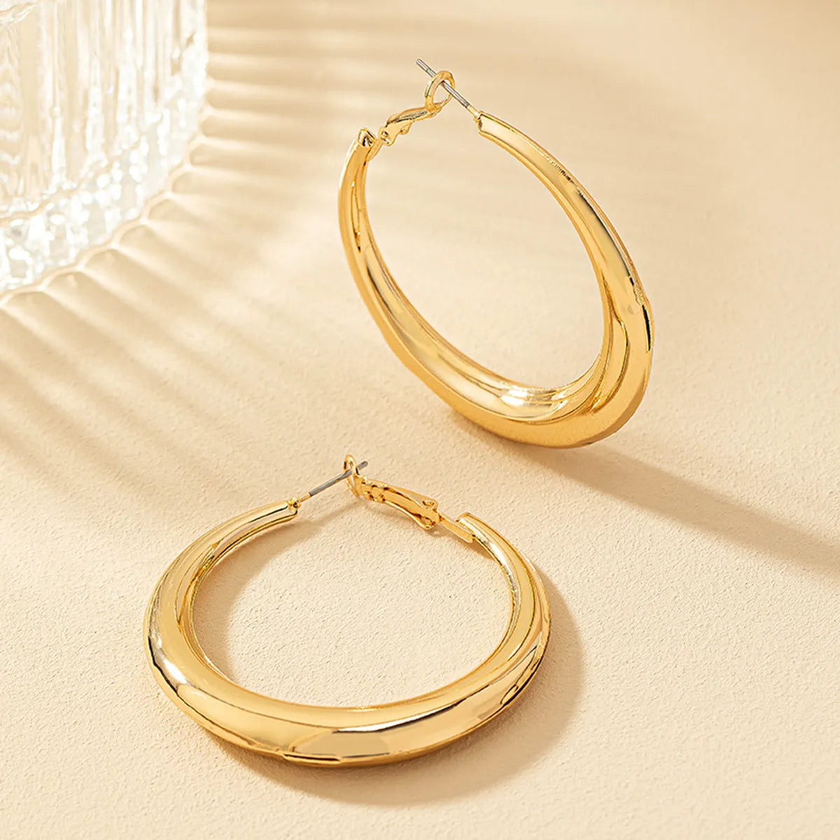 1 Pair Ig Style Simple Style Commute Round Plating Alloy Hoop Earrings