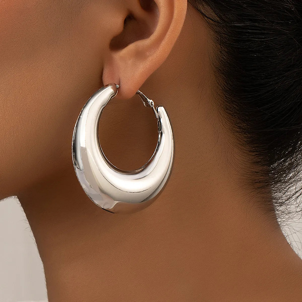 1 Pair Ig Style Simple Style Commute Round Plating Alloy Hoop Earrings