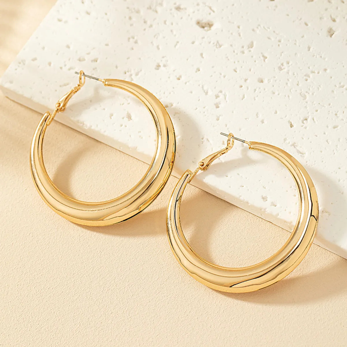 1 Pair Ig Style Simple Style Commute Round Plating Alloy Hoop Earrings